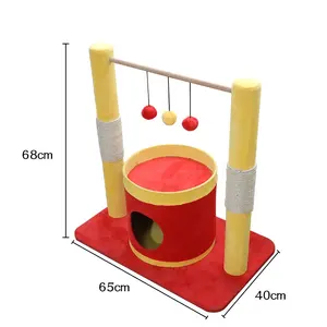 Wholesale cat furniture creative interactive pet toys wooden simple cat climbing frame with sisal post