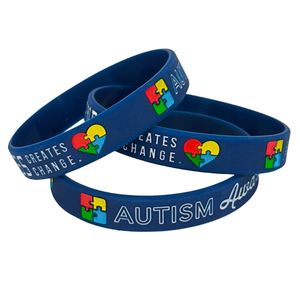 สร้อยข้อมือการให้ความรู้ออทิสติกคําเตือนทางการแพทย์ที่เต็มไปด้วยหมึกเนื้อหลากสีพร้อมสายรัดข้อมือกีฬาซิลิโคนสีสันสดใส - Product Image 4