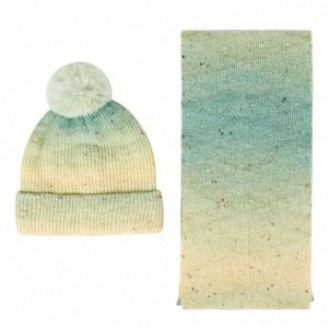 Gorros de Punto Cálidos de Invierno Personalizados al por Mayor, Gorro con Pompón en Degradado de Color, Juego de Gorro y Bufanda con Logotipo Personalizado - Product Image 4