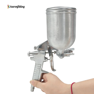 Pistolet de pulvérisation pneumatique sans air W-77 argenté de haute qualité pour la laque, outil de bricolage, capacité du gobelet 400 ml, pour voiture - Product Image 2