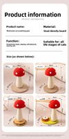 Arbre à chat vertical moderne en sisal durable, résistant aux déchirures, avec poteaux à gratter et planche à gratter pour affûter les griffes, design champignon et carotte