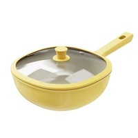 Wok multifonctionnel antiadhésif en fer titane martelé style TikTok, poêle à frire en fer à haute teneur en carbone épaissi avec couvercle en verre