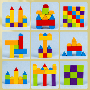 Montessori Educational Wooden Math Mirror-image Building Blocks Geometric Game Puzzle Stacking Toys for Kids CE CPC - Product Image 5