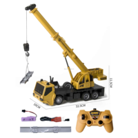 Vente en gros de grue mobile télécommandée 2,4 G à 6 canaux avec lumière clignotante, batterie rechargeable 3,7 V, jouet de construction RC
