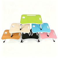 Bureau portable pliable pour ordinateur portable, idéal pour étudiants et enfants, design simple, bureau de chevet en métal, bois et MDF, pour dortoir