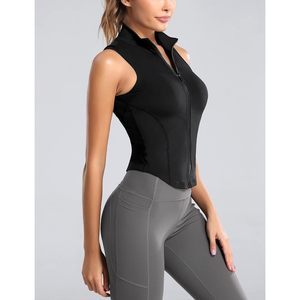FOXA Women's Sleeveless Full Zip Yoga Vest Crop Top <b>Workout</b> Gym <b>Jacket</b> Active Stretch Breathable Sweat Wicking Quick Dry - Product Image 5