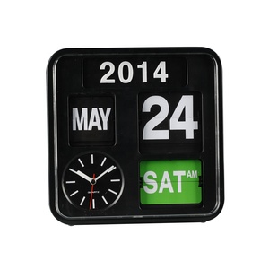 Horloge murale suspendue Art Déco 24 cm avec calendrier à feuillets, affichage heure/date/année, mouvement japonais, facile à lire, pour salon # A00AF650 - Product Image 2