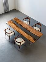 Vente en gros de table à manger design traditionnelle en bois et époxy pour le salon table basse en résine table à manger en résine
