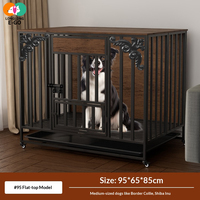 Caseta Plegable de Madera Gruesa con Techo Plano de 95 cm para Mascotas, con Estante de Almacenamiento y Diseño de Inodoro Separado, para Uso Doméstico en Perros