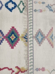 Ensemble de tapis marocain fait main et coussin de sol carré en mélange de laine et de soie, motif géométrique, noué à la main, tapis doux et durables - Product Image 2