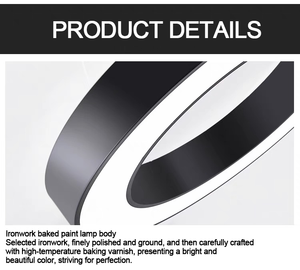 Lustre géométrique industriel en fer rond moderne 500 mm, éclairage LED moderne pour la maison, luminaire suspendu LED personnalisé, cercle LED <span class=keywords><strong>doré</strong></span> - Product Image 4