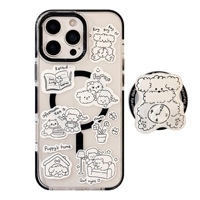 Étui magnétique en TPU mat avec motif de chiot pour iPhone 16 Pro Max & 13/11, design unique