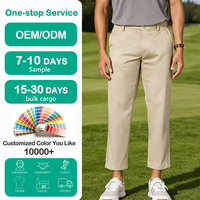 Herren Golfhosen im Großhandel, Khaki, Knöchellang, Seitenstreifen, Schnelltrocknend, Dehnbar, Gerade Geschnittene Golfhosen