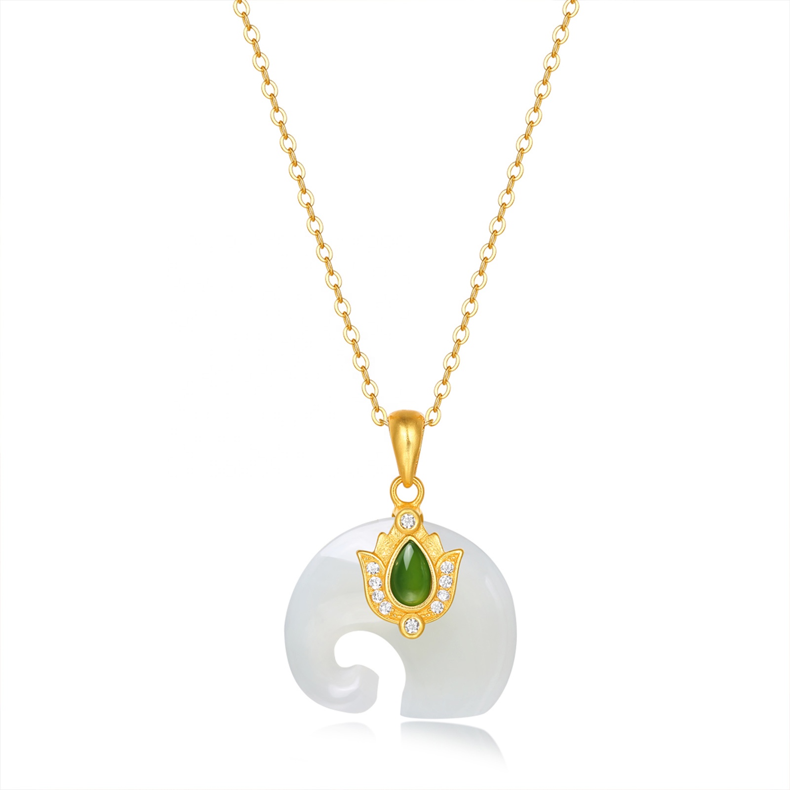 HMOIS Moissanite Jewelry Lotus Sterling 925 Silver pendants Natural Hotan White Jade moissanite diamond wholesale