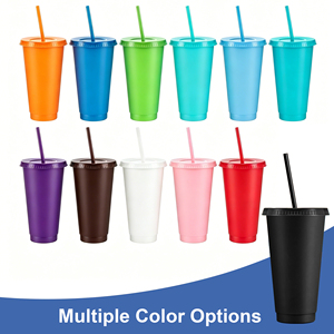 Gobelets en plastique réutilisables de 24 oz avec couvercles et pailles, personnalisables avec logo, <span class=keywords><strong>noirs</strong></span>, en gros, pour fêtes et voyages - Product Image 4