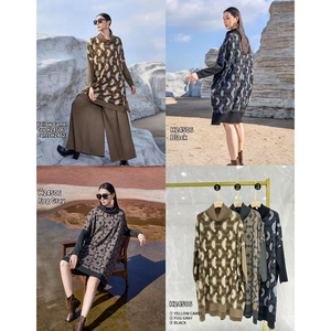 女式羊绒混纺针织连衣裙 月牙形提花图案长袖保暖冬季长裙 - Product Image 6