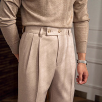 Pantalon chino en coton coupe droite taille haute style rétro britannique pour homme OEM