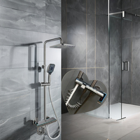 Ensemble de douche mural de luxe quatre fonctions gris anthracite à touches piano, avec mitigeur et pommeau pluie – Meilleures ventes