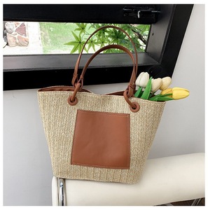 Sac fourre-tout en <span class=keywords><strong>paille</strong></span> de raphia personnalisé été mer plage garniture bon marché Ins sac à main tressé rétro tissé vacances vent <span class=keywords><strong>paille</strong></span> - Product Image 3