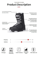 Bottes de neige antidérapantes à lacets pour sports d'hiver, en tissu PU imperméable, avec semelle intérieure amortissante, idéales pour la randonnée et la raquette – Vente chaude