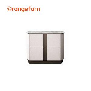 سرير معدني مبطن بالجلد من أورانجفيرن مع خزانة تلفاز عثمانية وطاولة زينة وكرسي مخصص للشقق - Product Image 4