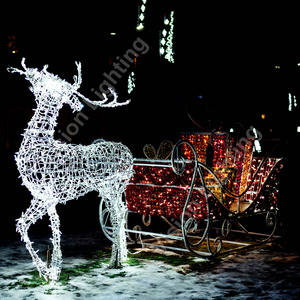 IP65 personalizado al aire libre Navidad LED 3D trineo y Reno motivo escultura paisaje decoración luces - Product Image 6