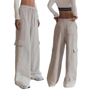 Pantaloni della tuta da donna personalizzati pantaloni Cargo di alta qualità da donna con coulisse elastiche da Jogger pantaloni della tuta Cargo con tasche laterali