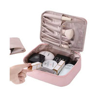 Sac de maquillage portable en nylon pour voyage avec fermeture à glissière multi-compartiments pour ranger les articles de toilette et les produits de soin de la peau