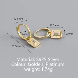 Wholesale Custom Ladies Jewelry 925 Sterling Silver Gold Plated Huggie Hoop Earrings