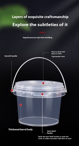 Seau d'emballage scellé carré/cylindre recyclable de qualité alimentaire petit baril de stockage en plastique blanc transparent pour le stockage des aliments - Product Image 5