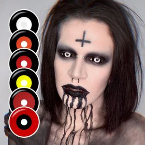 무료 샘플 Pseyeche 공막 렌즈 콘택트 렌즈 블랙 레드 공막 렌즈 22mm 코스프레 할로윈 사용 공막 렌즈 콘택트 렌즈 - Product Image 1