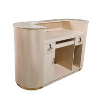 Kisen bureau comptoir design pas cher bureau de réception couleur bois avec or sur le dessus pour salon de beauté spa