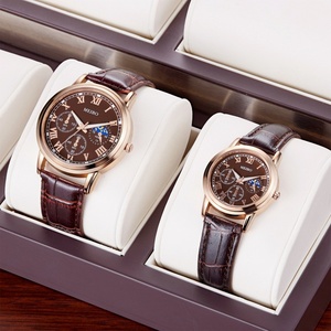 Conjunto de Relojes para Pareja, Hombre y Mujer, Reloj de Pulsera de Cuarzo con Correa de Cuero, Regalo para Enamorados - Product Image 3