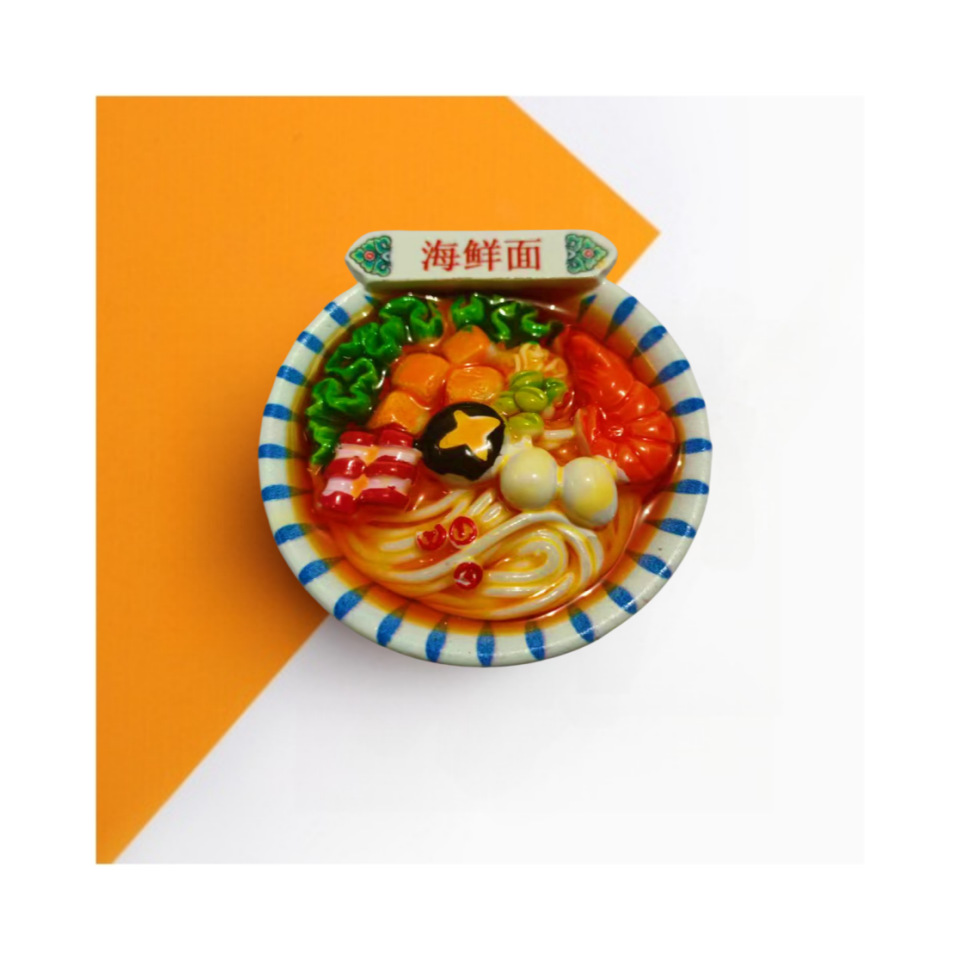 Imán de nevera gourmet - fideos de mariscos c