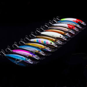 SKM Wholesale, appâts lumineux Minnow en ABS, 12 couleurs, pour brochet, perche, carpe, truite, yeux holographiques 3D, lac, rivière, océan, bateau - Product Image 1
