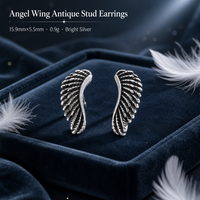 Boucles d'oreilles en cuivre plaqué argent brillant, boucles d'oreilles en forme d'aile d'ange pour femmes, bijoux Vintage Punk à la mode