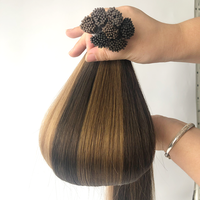 Extensions de cheveux humains russes en gros, haute qualité, blond glace balayage, I-Tip, teintes, vierges, bruts, super double drawn