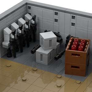 Base de défense militaire du champ de bataille de la Seconde Guerre mondiale, ruines militaires, tour de garde, armes de base, fournitures, ensembles de blocs de construction - Product Image 4