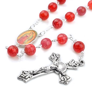 <span class=keywords><strong>Nuestra</strong></span> <span class=keywords><strong>Señora</strong></span> <span class=keywords><strong>de</strong></span> <span class=keywords><strong>Guadalupe</strong></span> ágata roja 8mm Cruz religiosa collar con caja católica Cadena <span class=keywords><strong>de</strong></span> <span class=keywords><strong>rosario</strong></span> - Product Image 2