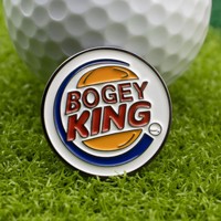 Ensemble de marqueurs de balle - Accessoire de golf Bogey/Birdie King avec clips à capuchon en nickel brillant noir et or