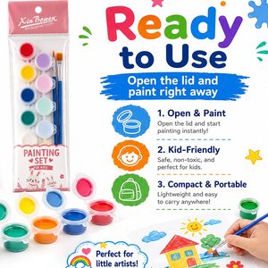 <span class=keywords><strong>Peinture</strong></span> <span class=keywords><strong>acrylique</strong></span> Xin Bowen pour débutants, 3 ml, 2 bandes de 12 couleurs par sachet, kit d'outils de <span class=keywords><strong>peinture</strong></span> pour enfants avec 2 pinceaux - Product Image 5