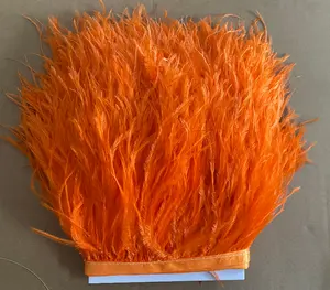 Tecido de renda para vestido de saia de vestuário H-48 penas de avestruz tingidas franjas penas de corte fita natural penas de avestruz