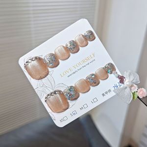 Lot de 12 faux ongles de pieds en ABS de haute qualité, forme stiletto, à couverture complète, avec colle pour application sur les doigts - Product Image 4