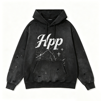 Sweat à capuche oversize avec cordon de serrage, imprimé Kornit DTG motif éclaté, police croisée cursive, effet éclaboussures sur toute la surface, multi-déchirures, poche kangourou