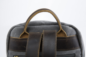 17SC-6355D gris clásico calidad lienzo mochila de viaje de Caballo Loco de hombro de cuero de <span class=keywords><strong>la</strong></span> <span class=keywords><strong>vaca</strong></span>, bolsa de paquete - Product Image 6