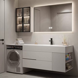 <span class=keywords><strong>Lavadora</strong></span> personalizada de pared, tocador <span class=keywords><strong>barato</strong></span>, fregadero de lavandería, armario de baño, muebles modernos, armario con espejo - Product Image 6