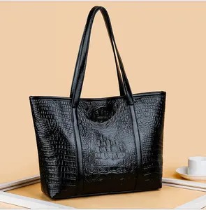 HB201 borsa a mano Nera con 2 maniglia cinghie zip sulla parte superiore PP in rilievo Della Signora di colore Nero borsa morbida