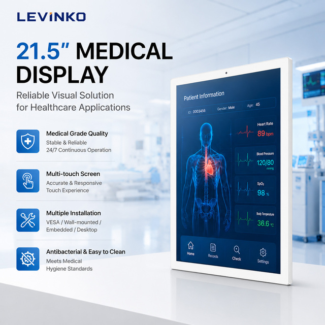 Levinko Industrial 21.5 Inch Linux IP65 Wall Mounted Touch Panel Tablet PC Digital Signage Display for Medical Factory