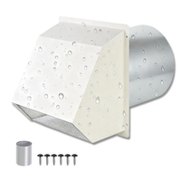Grille d'aération murale moderne en acier galvanisé blanc de 6 pouces avec capot pour ventilation extérieure, hotte de cuisine