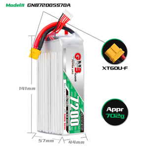 GNB GAONENG 5S 7200mAh 18.5V 70C 140C XT60 Plug RC LiPo Battery for Helicopter Boat <b>Cars</b> Truck 1/8 Scale RC Hobby <b>Models</b> - Product Image 3